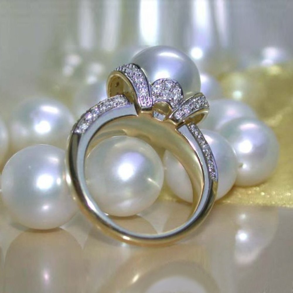 Noble Beautiful Carved Pearl Cubic Luxury Ring For Women, Marr9206 View 5